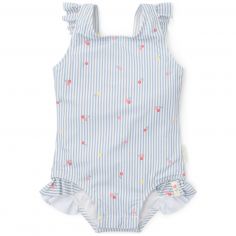 Maillot de bain 1 pièce à volants Sunny Flowers Blue (3-4 ans) - Little Dutch