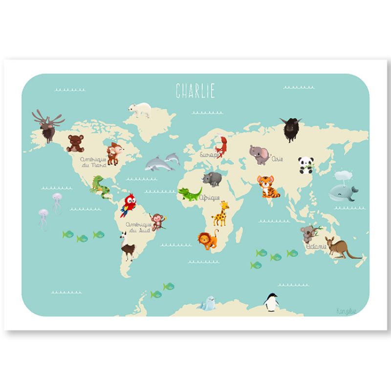 Affiche A3 Le monde des animaux (personnalisable) Kanzilue