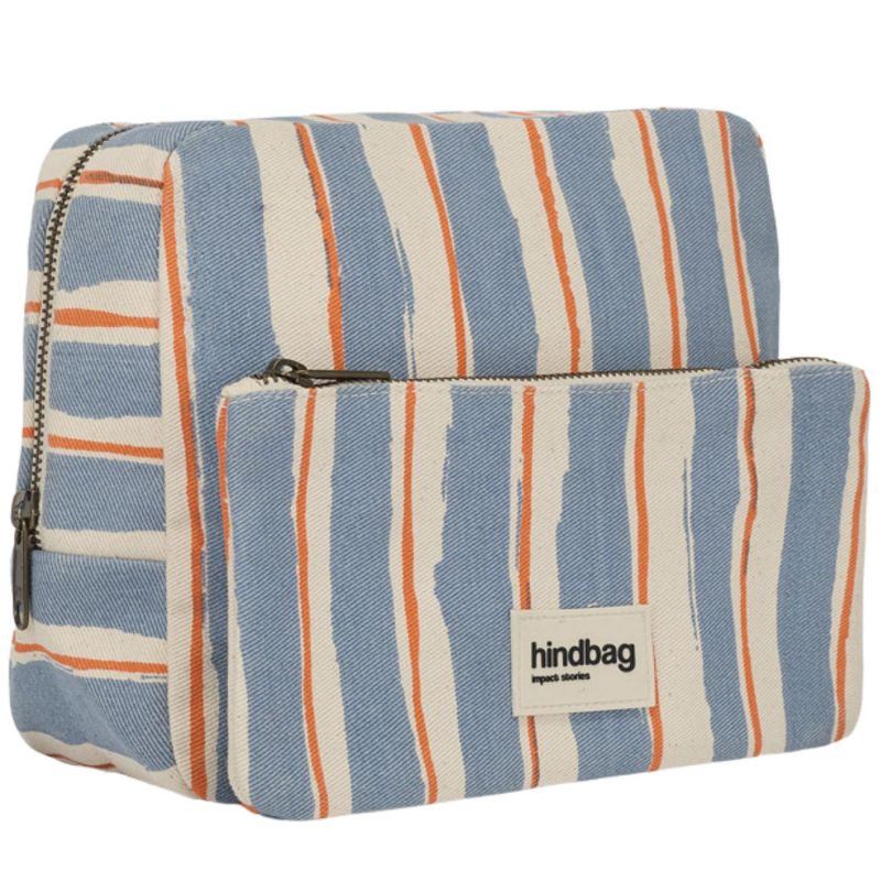 Trousse de toilette XL Alix Rayures Larges Bleu Hindbag Produit 4