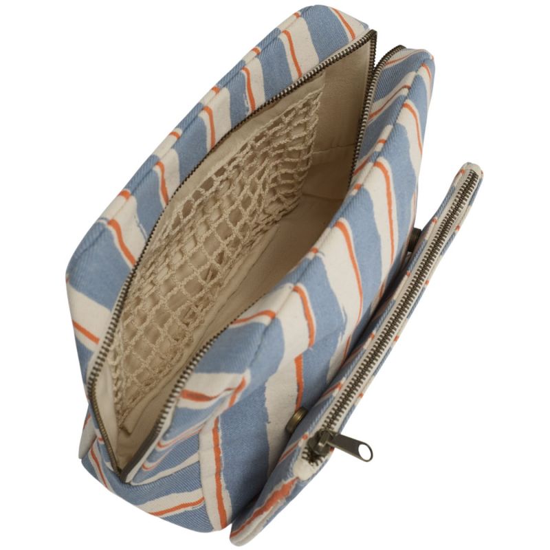 Trousse de toilette XL Alix Rayures Larges Bleu Hindbag Produit ouvert 5