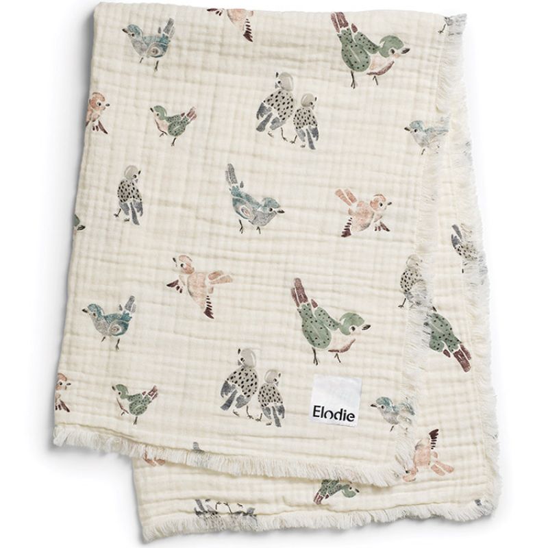 Couverture en coton froissé Feathered Friends (70 x 100 cm) Elodie Details