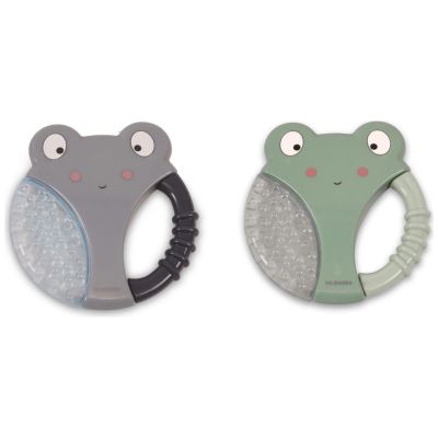 Lot de 2 anneaux de dentition animaux gris et vert