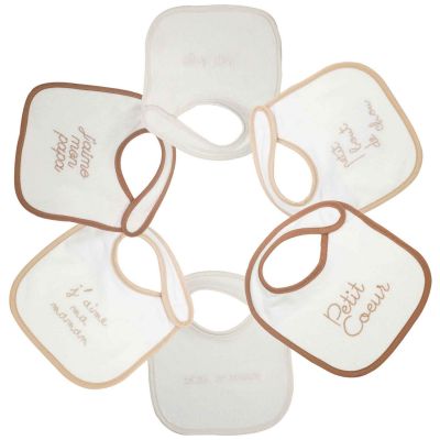 Lot de 6 bavoirs premier âge Brodé Trois Kilos Sept