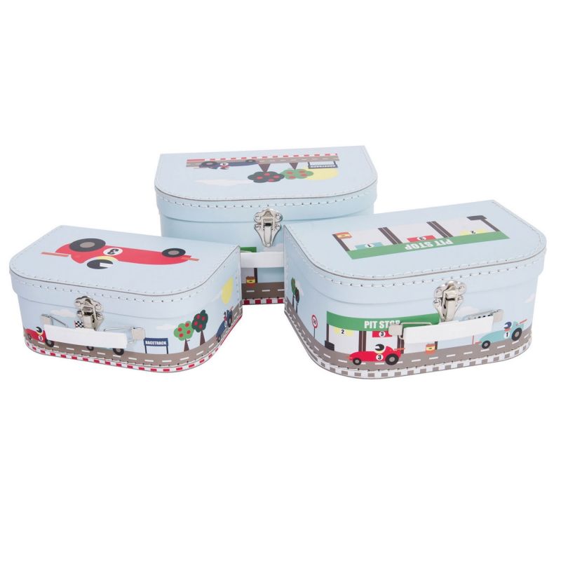 Lot de 3 valisettes pour enfant Voiture de course 