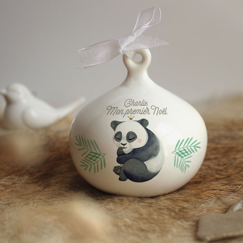 Boule de Noël en porcelaine Panda (personnalisable) Gaëlle Duval
