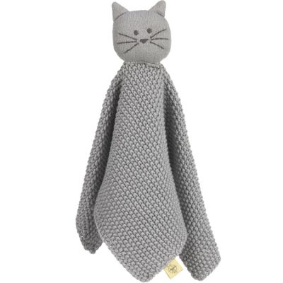 Doudou plat tricoté en coton bio Little Chums chat  par Lässig 