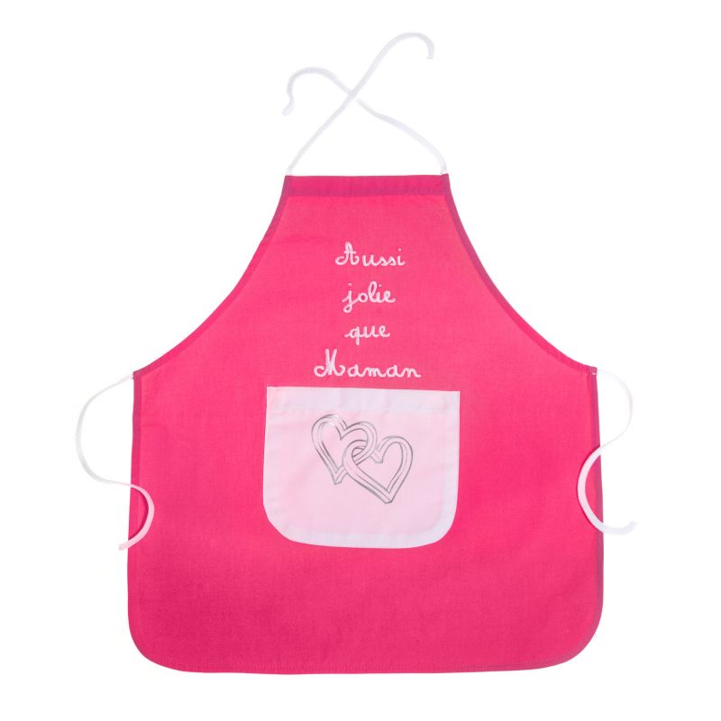 Tablier brodé ''Aussi jolie que maman'' fuchsia et blanc (3-5 ans) BB & Co