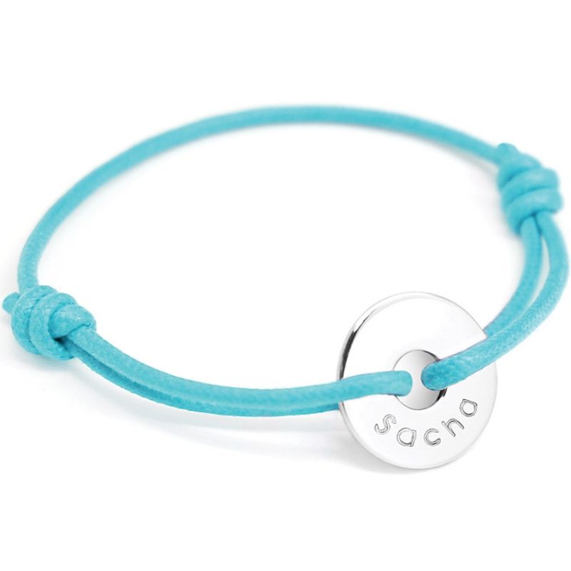 Bracelet cordon Mini jeton (or blanc 750°) Petits trésors