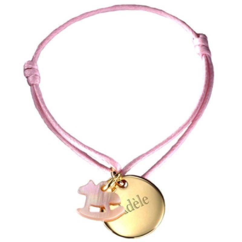Bracelet cordon Kids cheval (plaqué or et nacre) Petits trésors