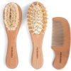 Set brosse et peigne bébé en bois avec pochette coton - Filibabba