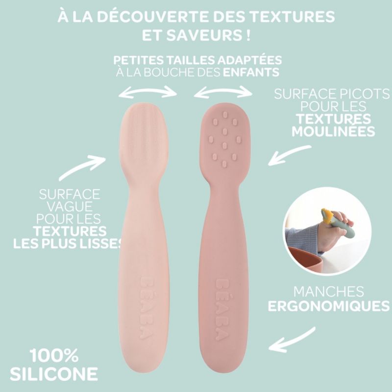 Lot de 2 précuillères en silicone Barbe à papa et Guimauve Béaba Ambiance 7