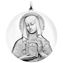 Médaille Sainte Caroline (or blanc 750°)  par Becker