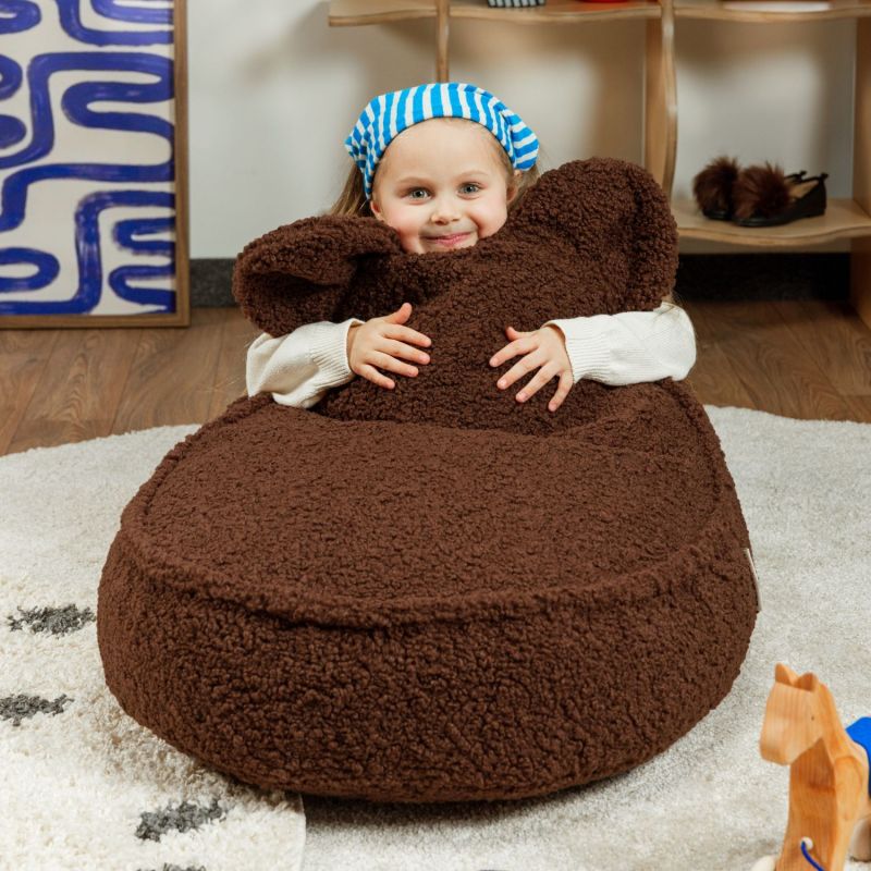 Pouf ours Warm Hazel molletonné Wigiwama Ambiance 2