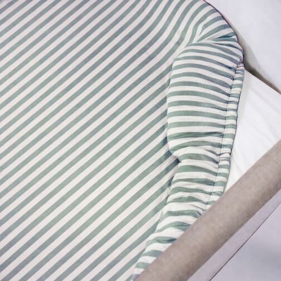 Drap housse pour berceau Praliné Rayures Matcha (90x50 cm)