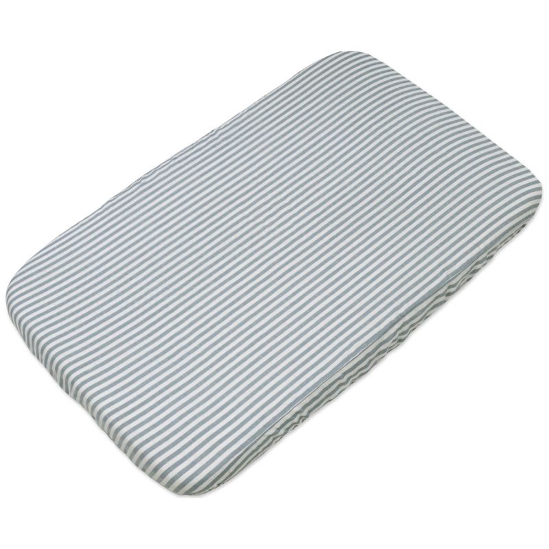 Drap housse pour berceau Praliné Rayures Matcha (90x50 cm) Walking Mum Produit 1