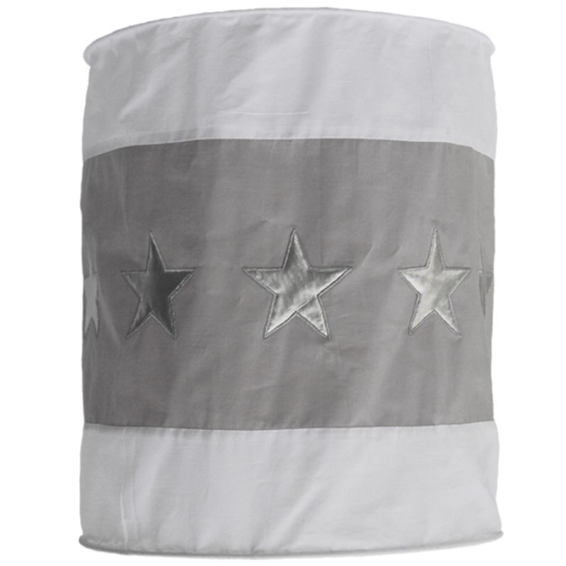 Suspension lampion en tissu Etoile gris et blanc Taftan