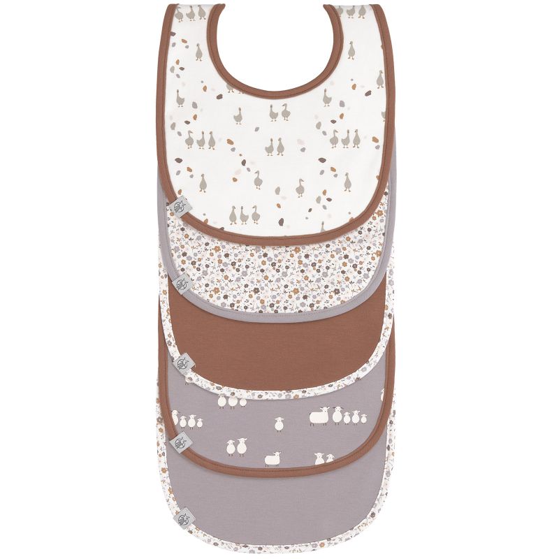 Lot de 5 bavoirs en éponge Tiny Farmer Oie lilas cendré Lässig
