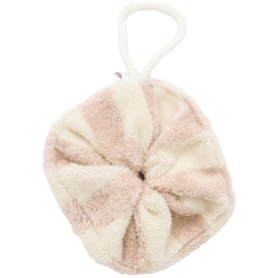 Fleur de douche enfant en éponge bambou rayée ivoire et galet BB & Co