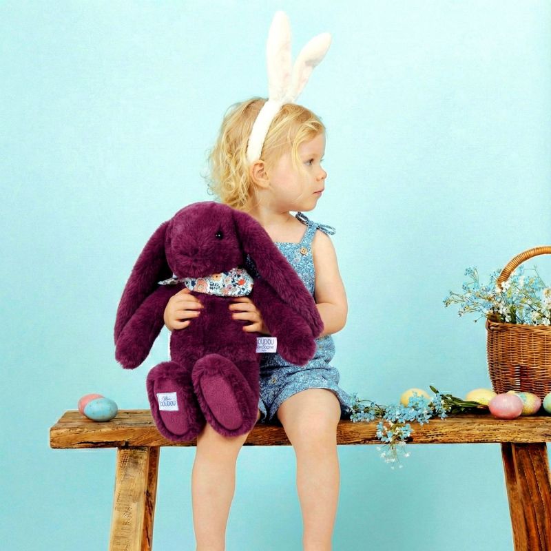 Peluche Lapin Fleurette Prune (35 cm) Doudou et Compagnie Ambiance 2