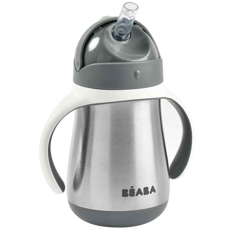 Tasse à paille en inox gris minéral (250 ml) Béaba
