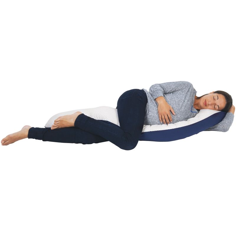 Coussin de maternité et d'allaitement en jersey coton bleu marine avec étoiles Candide
