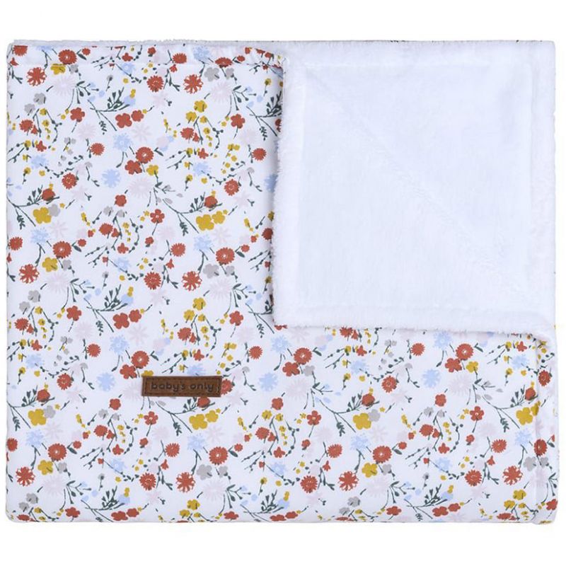 Couverture bébé doublée teddy Bloom blanche (70 x 95 cm) Baby's Only