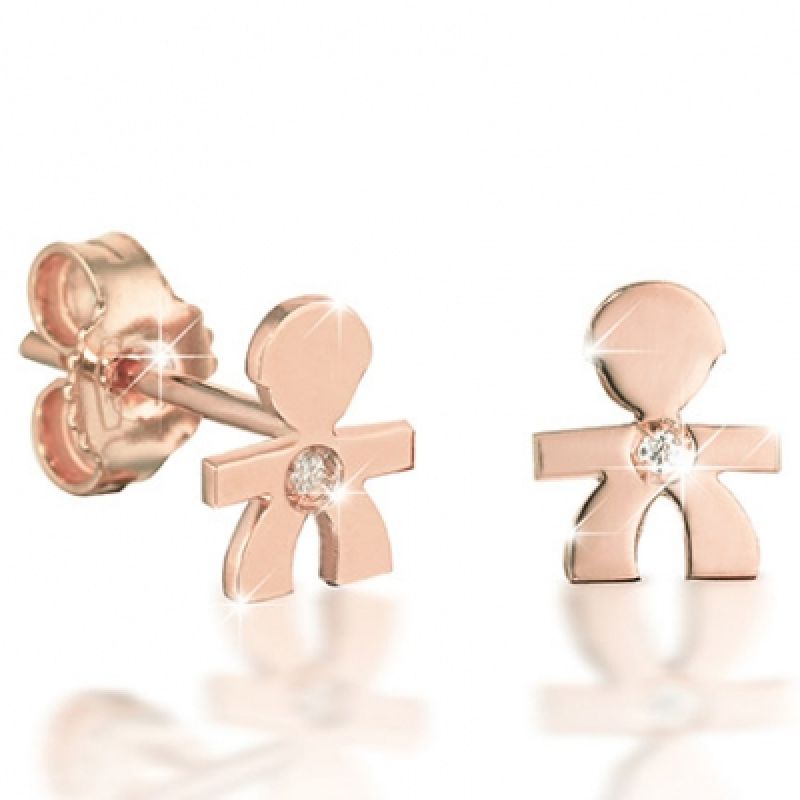 Boucles d'oreilles Briciole garcon (or rose 750° et diamant) leBebé