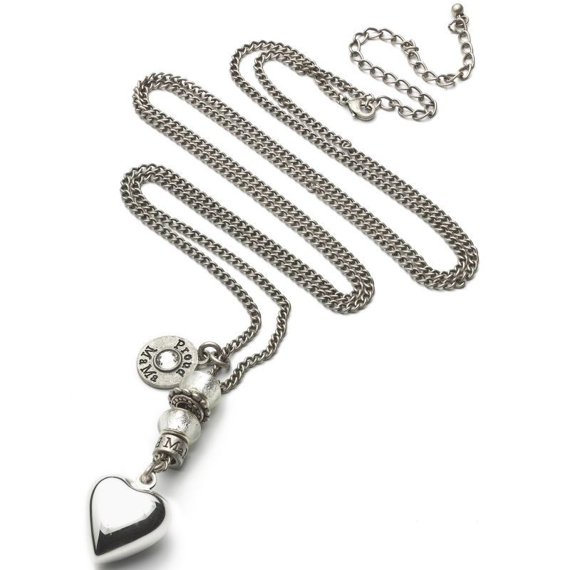 Bola sur chaîne antique Deluxe coeur (plaqué argent) Proud MaMa