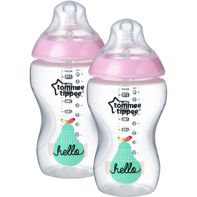 Lot de 2 biberons Closer to nature décoré rose (340 ml) Tommee Tippee