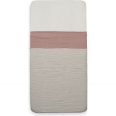 Drap de berceau en coton Wrinkled Rosewood (75 x 100 cm) - Jollein