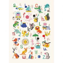 Affiche abécédaire animaux et objets (50 x 70 cm)  par Petit Monkey