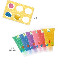 6 tubes de peinture à doigt pailletée