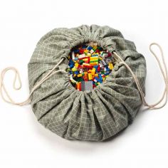 Sac à jouets 2 en 1 en coton bio Carreaux vert Organic - Play&Go