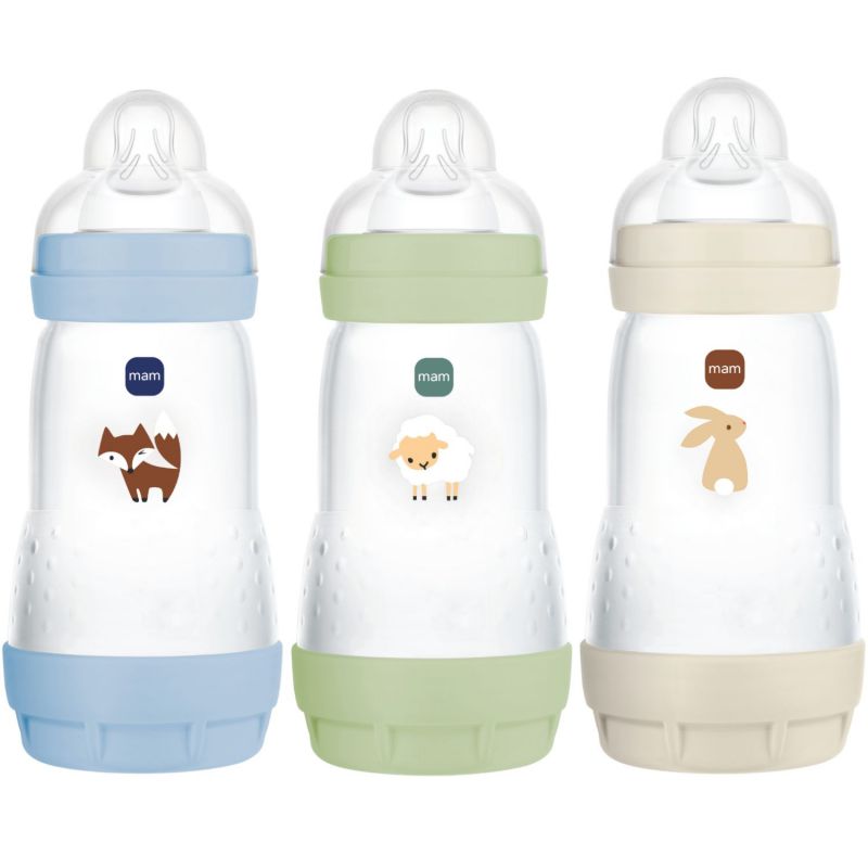 Lot de 3 biberons Easy Start anti-colique Océan+Sable+Nature Tétine Débit 2 (260ml) MAM Produit 1