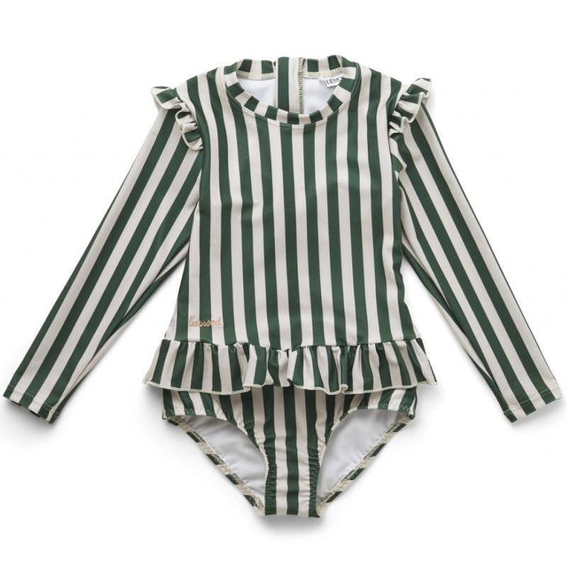 Maillot de bain manches longues Sille rayé vert (2-3 ans) Liewood