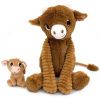 Peluche Vache maman et bébé Les Ptipotos Cassonade (31 cm) - Les Déglingos