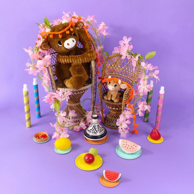 Peluche Hindou maman et bébé Les Ptipotos Cassonade (31 cm) Les Déglingos Ambiance 2
