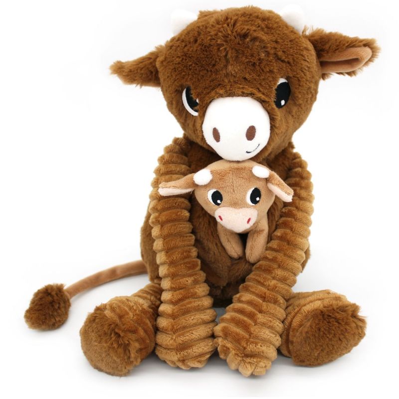 Peluche Vache maman et bébé Les Ptipotos Cassonade (31 cm) Les Déglingos Produit 3