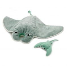 Peluche géante Mantalou la raie manta et son bébé menthe (67 cm) - Les Déglingos