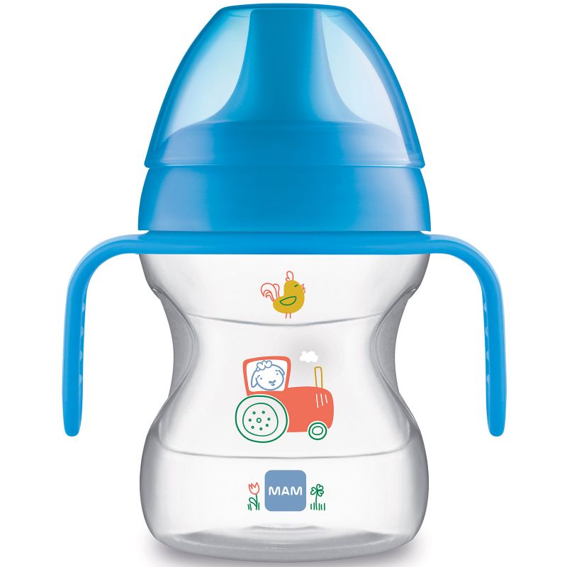 Tasse d'apprentissage avec anses tracteur bleu (190 ml) MAM