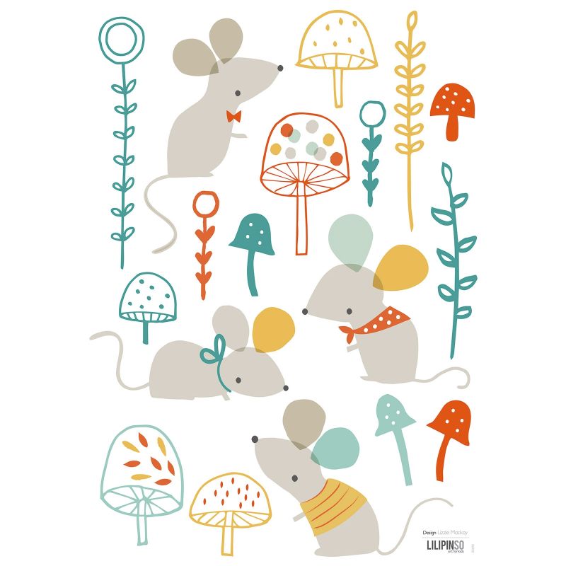 Stickers Souris Woodland by Lizzie Mackay (29,7 x 42 cm) Lilipinso
