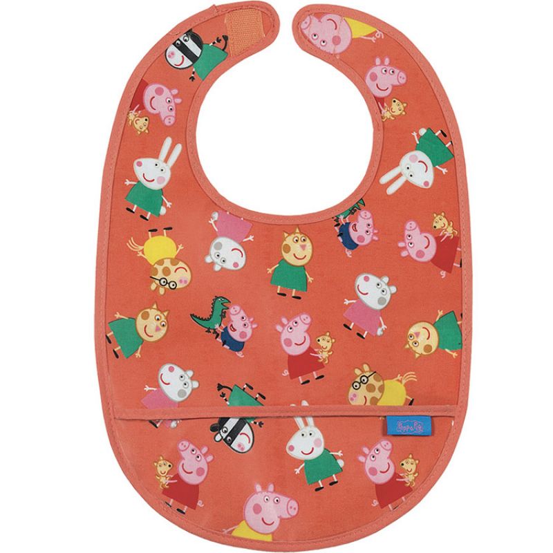 Bavoir plastifié à velcro Peppa Pig rouge Petit Jour Paris