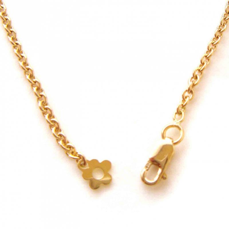 Chaîne maille forçat ronde avec fermoir marguerite 42 cm (or jaune 750°) Loupidou