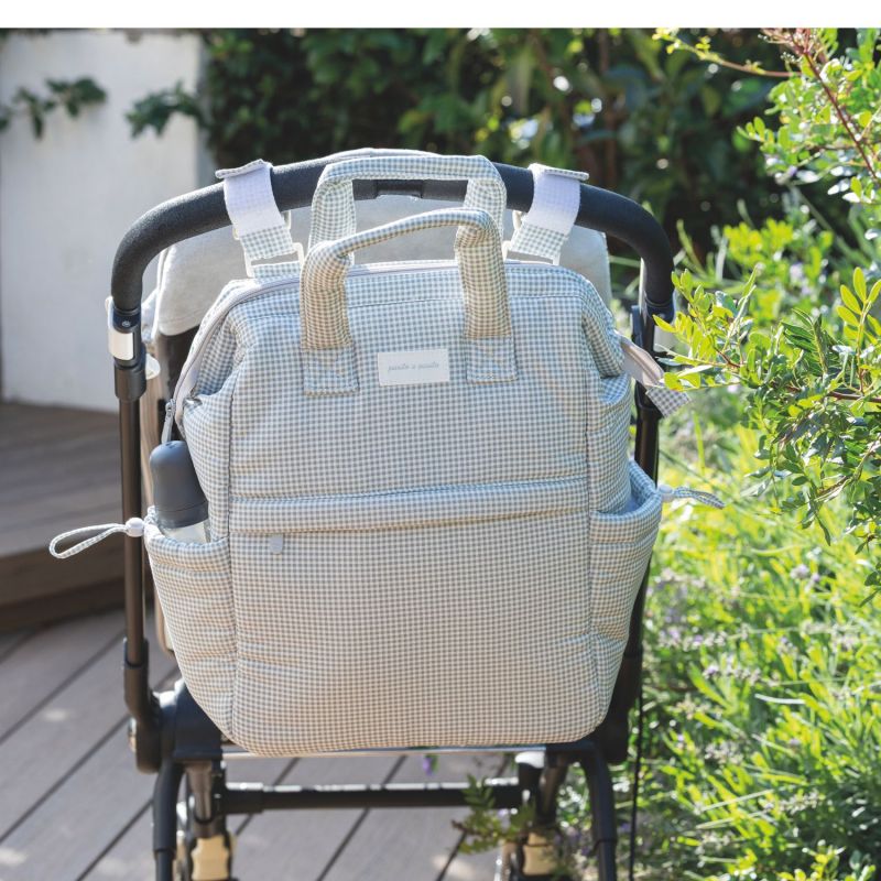 Sac à dos à langer Little Bloom Vichy Gris Pasito a pasito Ambiance 2