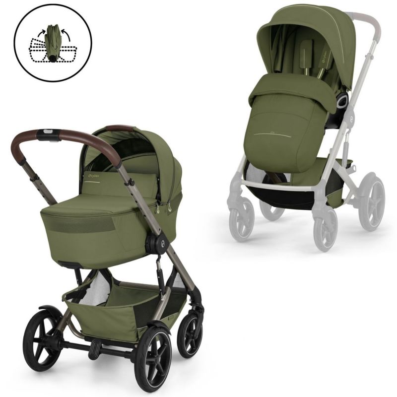 Poussette tout-terrain Talos S 2026 avec nacelle pliable Moss Green Cybex Produit 1