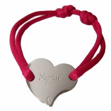 Bracelet cordon maman coeur 15 mm (argent 925°)  par Loupidou