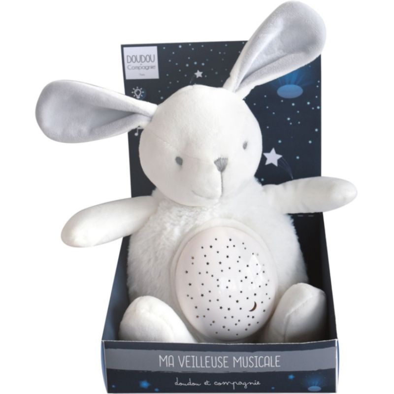 Veilleuse musicale peluche lapin (20 cm) Doudou et Compagnie