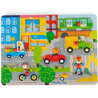Puzzle sonore ville en bois Les Popipop Moulin Roty