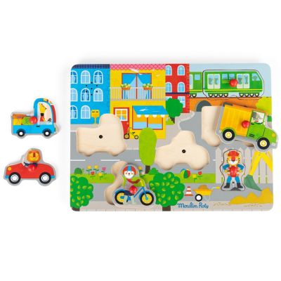 Puzzle sonore ville en bois Les Popipop