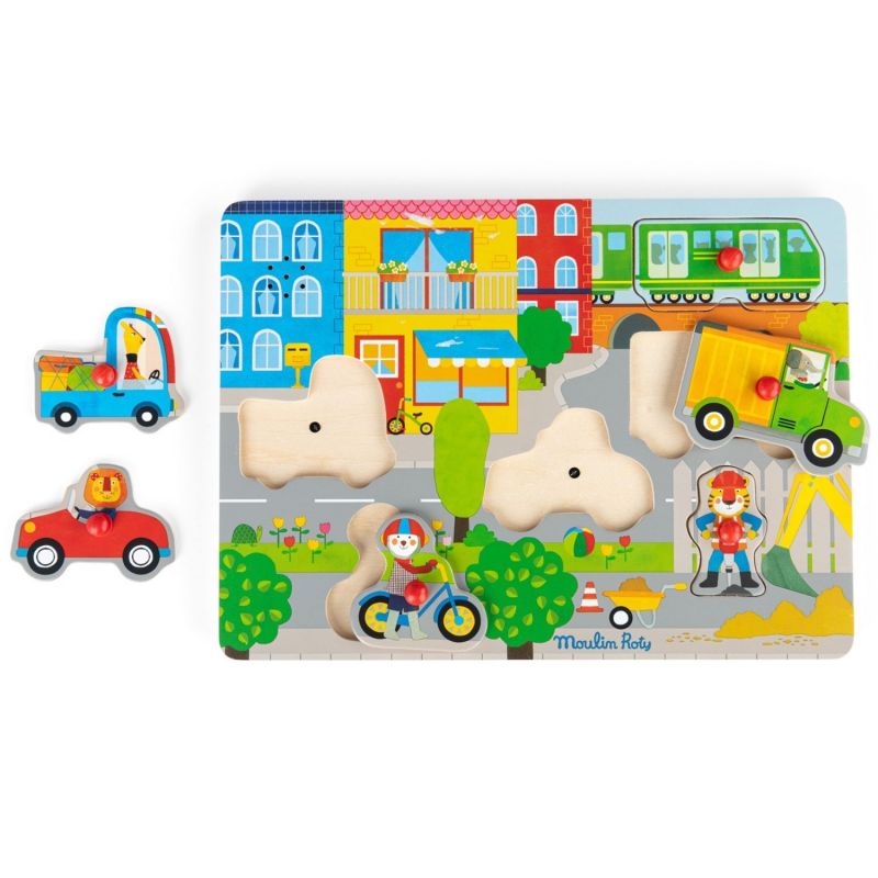 Puzzle sonore ville en bois Les Popipop Moulin Roty Produit 2